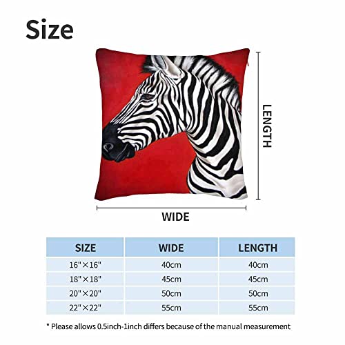 Wondertify Zebra Throw Pillow Covers African Black White Stripe Wild Animals Exotic Wildlife Square Pillow Cases Set Of 2 For Decorative Cushion Bed Couch Sofa Red 18"X18" #TOP5