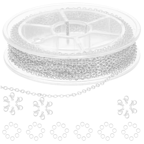 Ptwola 10 m Edelstahl Schmuckkette 1.5 mm Gliederkette Halsketten mit 20 Karabinerverschluss und 50 Sprung Ringe Basteln Zubehör für Schmuckherstellung DIY-Handwerk Armband Ptwola 10 m Edelstahl Schmuckkette 1.5 mm Gliederkette Halsketten mit 20 Karabinerverschluss und 50 Sprung Ringe Basteln Zubehör für Schmuckherstellung DIY-Handwerk Armband