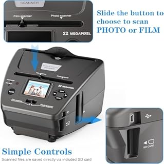 DigitPro Scanner Diapositives et Négatifs Photo, Convertit Les Films négatifs 35 mm / 135, Photos et Cartes de Visite en Images numériques de 22 MP, Scanner-Diapositives-Négatifs-Photo-Visionneuse