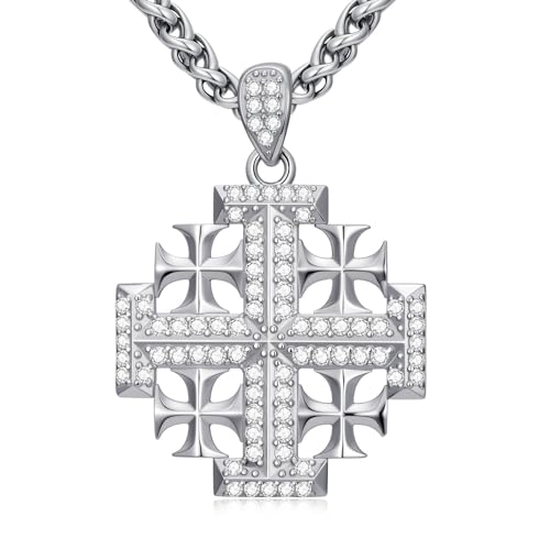 Croix de Jérusalem pendentif homme argent à porter au quotidien