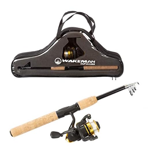 Fishing Pole – Telescopic 5.5-Foot Carbon Fiber and Cork Rod and Ambidextrous Reel Combo with Carry Case for Lake, Pond or River by Wakeman Outdoors