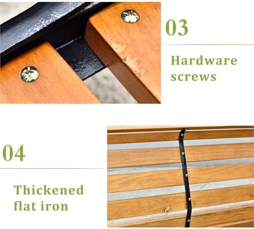 Solid Wood Outdoor Bench with Cast Iron Frames - Comfortable Garden, Park & Patio Seating with Backrest & Armrests for Relaxation & Style