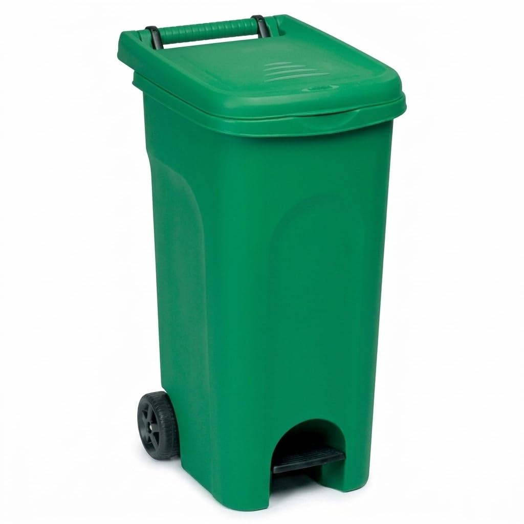 2 Bidoni 80 Litri blu e verde Carrello con Ruote Pedale e coperchio Raccolta spazzatura Differenziata da Esterno e Interno Anello Ferma Sacco Contenitore Secchio Rifiuti domestico e professionale