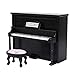 Dollhouse Piano, 1:12 Miniature Simulation Wooden Upright Piano with Stool for Home Ornaments Dollhouse Decorative Accessories (Black)