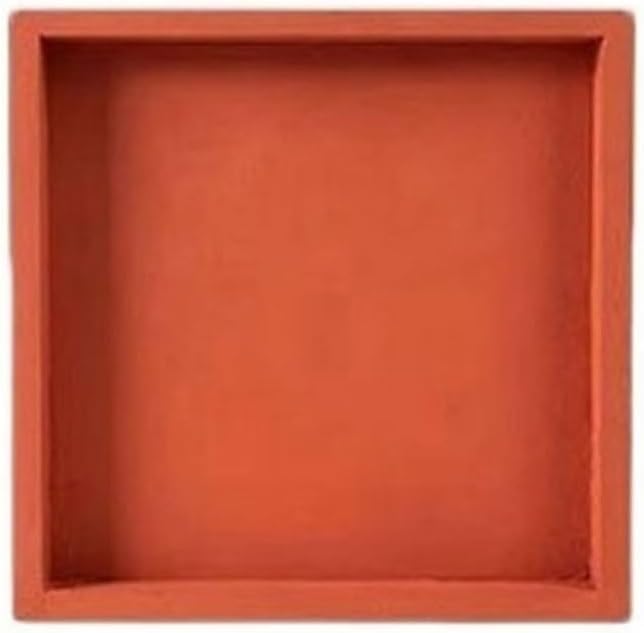 Flower Tray, Imitation Cement Flower Pot Saucer, for Indoors Outdoors Square Plant Palle Drain Pan,Planter Trays(Orange,Small)