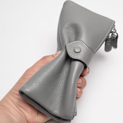 Image of Bveyzi Women Soft Leather RFID Blocking Bifold Slim Wallets Ladies Credit Card Holder Double Zipper Pocket | Soft