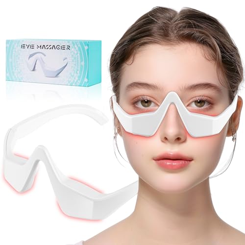 Under Eye Red Light Therapy Glasses, Red Light Therapy Device Microcurrent Eye Massager, Botanique Paris Eyes Bag Remover for Reduce Dark Circles and Wrinkles (White)