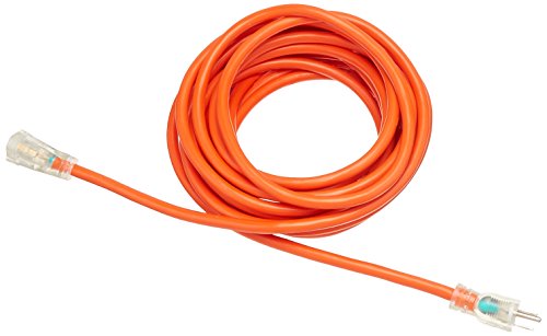 Amazon Basics 25-Foot 3-Prong Heavy-Duty Indoor/Outdoor SJTW Lighted Extension Cord - 15 Amps, 1875 Watts, 125V - Orange
