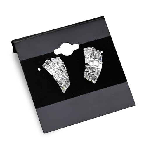 MOOCA Plain 2 x 2 in Black Hanging Earring Cards Holder for Ear Studs, Velvet Plastic Display Earring Card Holder, 100 Pieces3