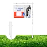 L-Styl Metall-L-förmiger kombinierter Schildhalter Sicherheitspfahl Stand Mountage für Schilder, Werbetafeln und Dekorationsartikel mit Löchern(Weiß, 1800mm Höhe)