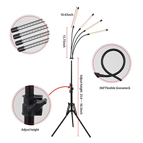 Led Plant Grow Light With Stand,Wtintell Led Grow Light Full Spectrum For Indoor Plants,10 Dimmable Levels,3 Modes Timing,Tripod Adjustable 15-72 Inch. #TOP4