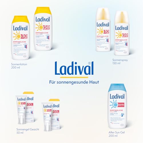 Ladival Empfindliche Haut Plus Sonnenschutz Lotion LSF 50+ - Parfümfreie Sonnenlotion ohne Farb- und Konservierungsstoffe - wasserfest, 200 ml