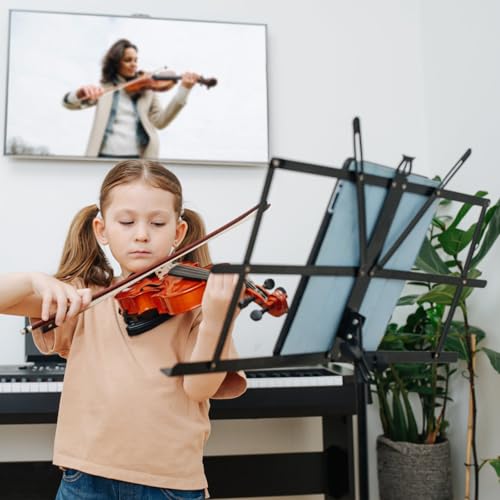 Image of Foldable Stable Music Stand & Table Stand 2 in 1 Dual Use, Height Adjustable Music Stand with Waterproof Carry Bag, Music Holder for Children and Adults, Music Stand Black