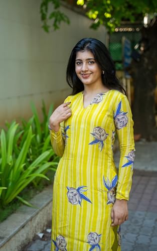 Image of ANNI DESIGNER Women's Cotton Blend Floral Kurta with Pant