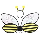 Ensemble polyvalent pour festival des abeilles : ce kit de costume d'abeille comprend des ailes et un serre-tête sur le thème des abeilles, constituant un costume complet pour halloween, les fêtes costumées ou les spectacles scolaires, sans accessoires supplémentaires