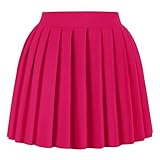 tagunop Women's Mini Pleated Skirts Y2k Skater Skirt Club Skirts for Women Sexy A-Line Uniform Tennis Skirt Fuchsia XS