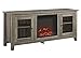 Walker Edison Rustic Wood and Glass Fireplace TV Stand for TV's up to 64