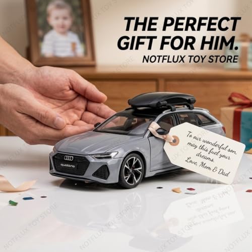 Image of 1:24 Auudi RS6 Diecast Car Big Size Metal Alloy Toy Car, Pull Back Function, Detailed Interior & Open Doors, Toy Car for Kids & Adults Collectors [Multicolor] [Pack of 1]