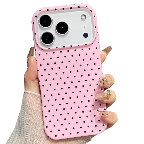 Jmltech for iPhone 17 Pro Case Polka Dot Cute Women Girly Aesthetic Retro Simple Trendy Shockproof Protective Flexible Phone Cases Pink Black Dots