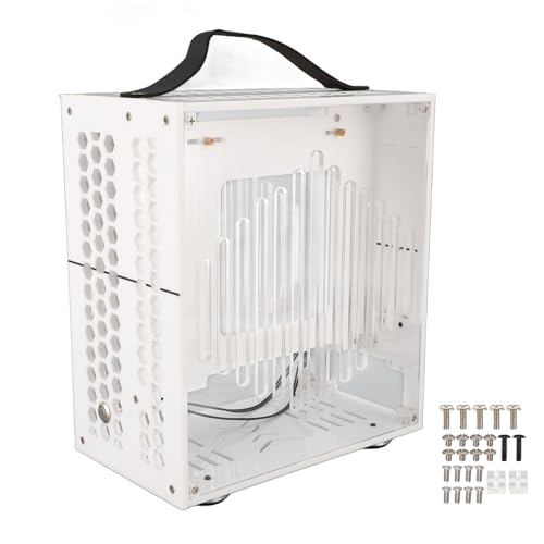 Gabinete para PC de escritorio DIY Dpofirs, diseño hueco con flujo de aire 360 grados, Miniatura ITX, color blanco miniatura 5
