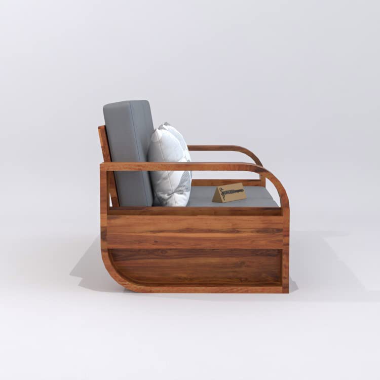Image of Wooden 2 Seater Sofa Set for Living Room, Two Seater Sofa for Office & Lounge, 2 Seater Sofa Sets for Home, Sheesham Wood (2 Seater,Honey Finish)
