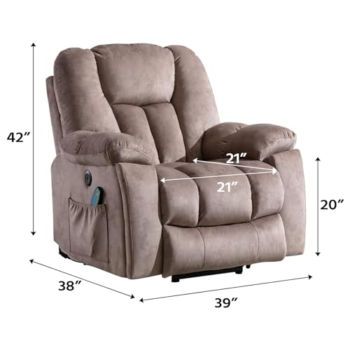 Image of CANMOV Power Lift Recliner Chair with Massage and Heat for Elderly, Overstuffed Wide Recliners, Heavy Duty and Safety Motion Reclining Mechanism with USB Ports, 2 Concealed Cup Holders, Apricot