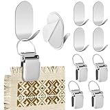Yaocom 4 Set Tapestry Wall Hanging Clips Self Adhesive Wall Hanger Textile Art Decoration Metal Clips for Hanging Rugs Carpet Display, Silver