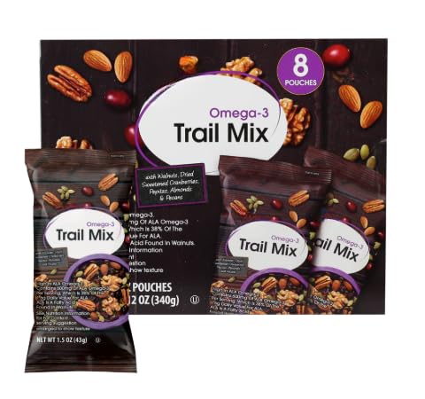 Omega-3 Trail Mix, 1.5 oz, 8 Count - Wit Dried sweetened cranberries, pepitas, walnuts, almonds, and pecans