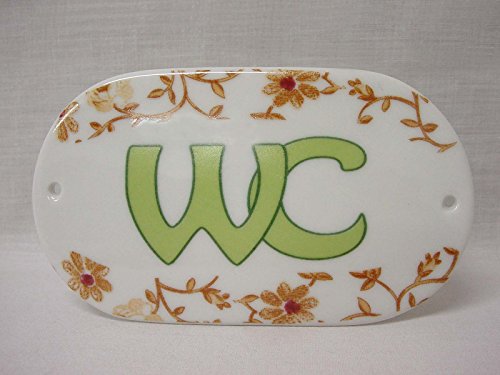 Placa Cartel Letrero Ovalada Puerta Pared BAÑO WC Aseo Servicio Porcelana Trama Marron Cover