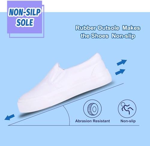 Harvest Land Toddler Slip-On Canvas Sneakers for Girls and Boys, Casual Kids Shoes - Lightweight, Breathable White Size US7 — view 6