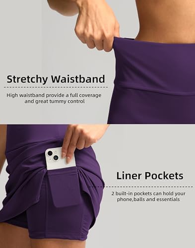 Image of SANTINY Women's Golf Skirts Skorts | High Waisted Tennis Skirt Athletic Workout Casual Skorts for Woman with Short Pockets