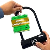 WIDDER Zahlenschloss Bügelschloss (kompaktes Fahrradschloss hohe Sicherheit mit 12mm Stahlkern) - sicheres Bügel Schloss mit Zahlencode & Halterung - für Fahrrad - U Lock Zahlen Schloss 4stellig