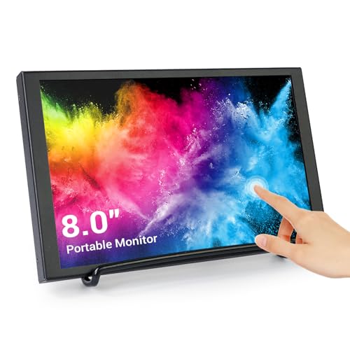 Image of ELECROW 8 Inch Touchscreen Monitor, 1280x800 IPS LCD HD Display with Stand, Portable Capacitive Touch Screen Compatible for Raspberry Pi 3 /4 /5, Win 11 /10 /8 /7, Jetson Nano, laptops, Game Consoles