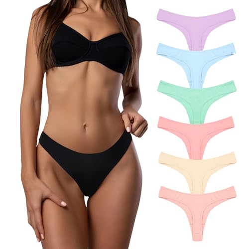 Desanlapi Tanga String en Coton Slips Simple et Comfortable pour Femmes sous-VêTements Taille Basse Lot de 6 Sexy Lingerie Slip Thongs Underwear Women Multipack UN7 S