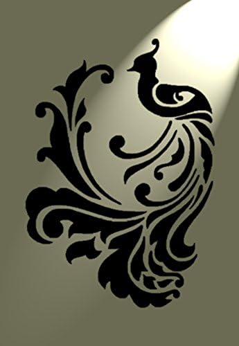 Shabby Chic Stencil Peacock Pheasant Rustic Vintage A4 297x210 Damask French Wall Art