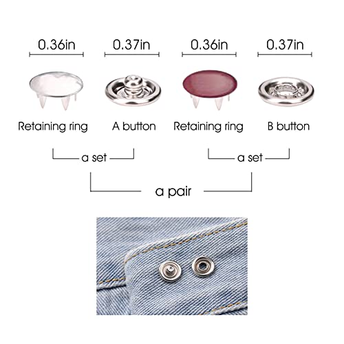 image for GTAAOY 100 Sets Metal Snaps Buttons with Fastener Pliers Press Tool Ki