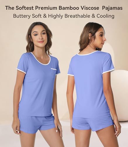 Image of WiWi Viscose from Bamboo Pajamas Set for Women Super Soft Short Sleeve Cooling Summer Plus Size Pjs Sets Sleepwear S-4X