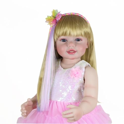 Muñeca Rainbow Dreams Reborn 22" con vestido y accesorios miniatura 4