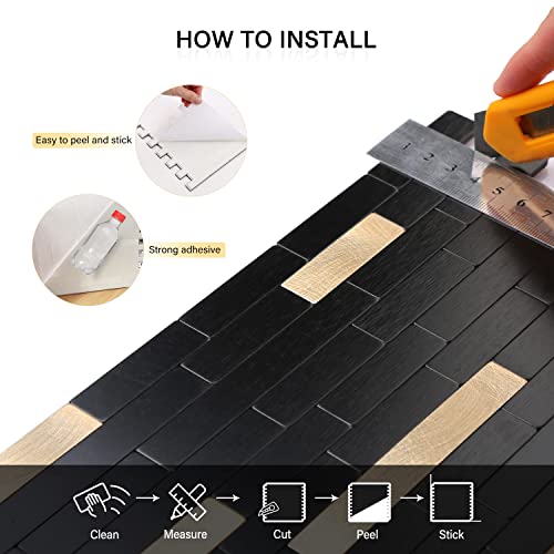10-Sheet Peel And Stick Tile Backsplash Wood Metal For Kitchen,Self Adhesive 3D Mosaic Tiles Wall Stickers #TOP5