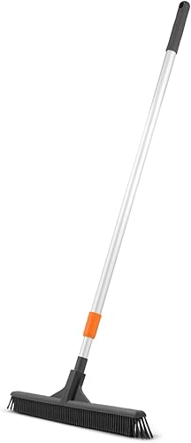 Miniatura 11 de Escoba vertical de pelo de caballo – Barredora de cocina giratoria de 18 pulgadas con cerdas suaves para pelo de perro, suelos de madera dura y