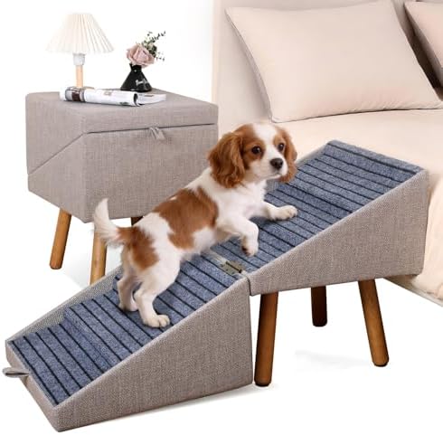 21.06”H Dog Stairs for High Bed, 6-Step Pet Stairs with Split Ott...