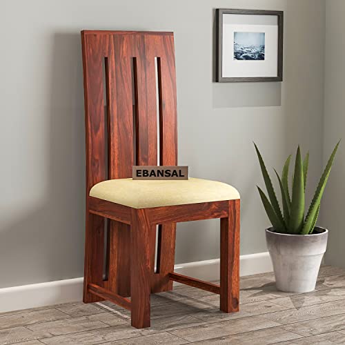 Image of Poster Wooden Dining Chairs Set of 2 for Kitchen & Dining Room, Chairs with Cushion, Two Seats, Solid Sheesham Wood, Honey Finish