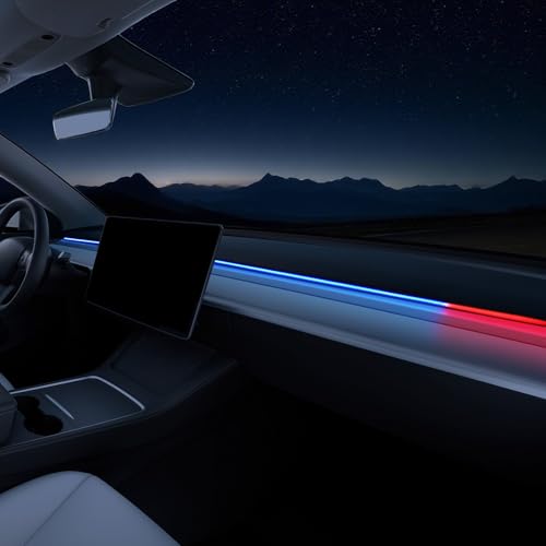 MAIMEIMI Ambient Light with Blind Spot Warning LED Compatible for Tesla Model Y (2020-2024) & 3 (2022-2023) AMD Interior Lights Strip 3.77ft for Tesla Custom Color Modes Neon Light Kit Plug-and-Play