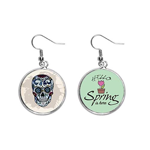 Pendientes de calavera gris colgantes decorativos estilo cultura mexicana joyería