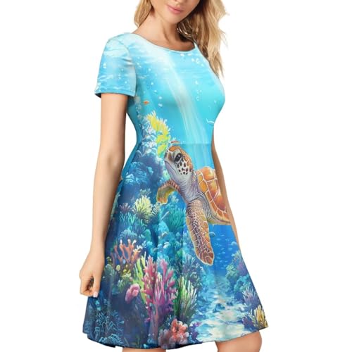 Image of Forchrinse Native Aztec Style Black White Geometric Women's Midi Dress Casual Long Dress Round Neck Swing Dress