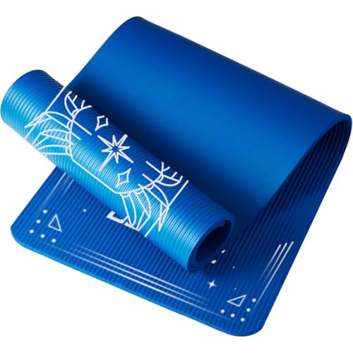 Image of De Jure Fitness Yoga Mat for Women and Men, 8mm Extra Thick Non-Slip NBR Exercise Mat for Yoga, Pilates, Gym & Floor Workouts - with Carry Strap - Cancer