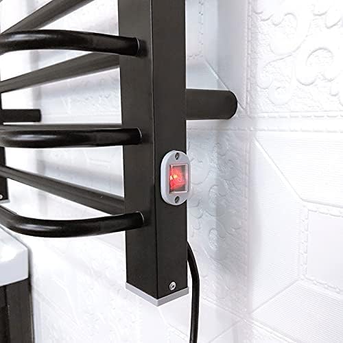 Towel Warmer/Silver Towel Warmer, 7 Bar Wall Mounted Space Aluminum Electric Heated Towel Rack, 120W Constant Temperature Heated Towel Drying Rack for Bathroom, 800×520×100Mm,Hardwired (Color : Plu