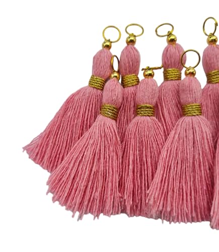 Image of Zippy Flora Micro 1.5 inch Length Cotton Handmade Tassels for Saree /Blouse /Dupatta /DIY /Decor (Pack of 12) (Baby Pink)