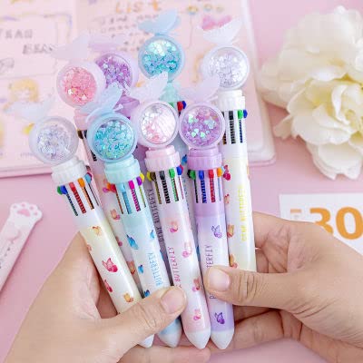 VR Creatives 10 in 1-color ballpoint pen Student push-type colored pen Multi-function ten-color in one push ballpoint pen Pack of any 1
