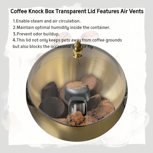 Stainless Steel Espresso Knock Box, Knock Box with Lid, Coffee Grounds Container, Removable Knock Bar & Non-Slip Magnetic Base - Espresso Accessories.ORALION (GOLD, Large) by ORALION - Image 2